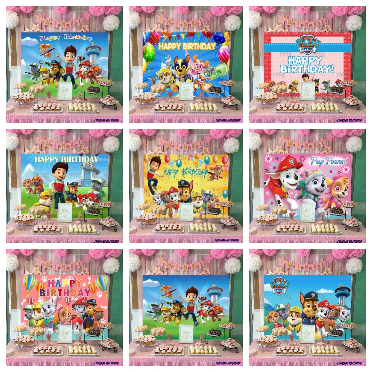 

The Mighty Movie Dog Rescue Paw Patrol Chase Fire Ryde Everest Skye Backdrop Boys Birthday Party Baby Shower Background Banner