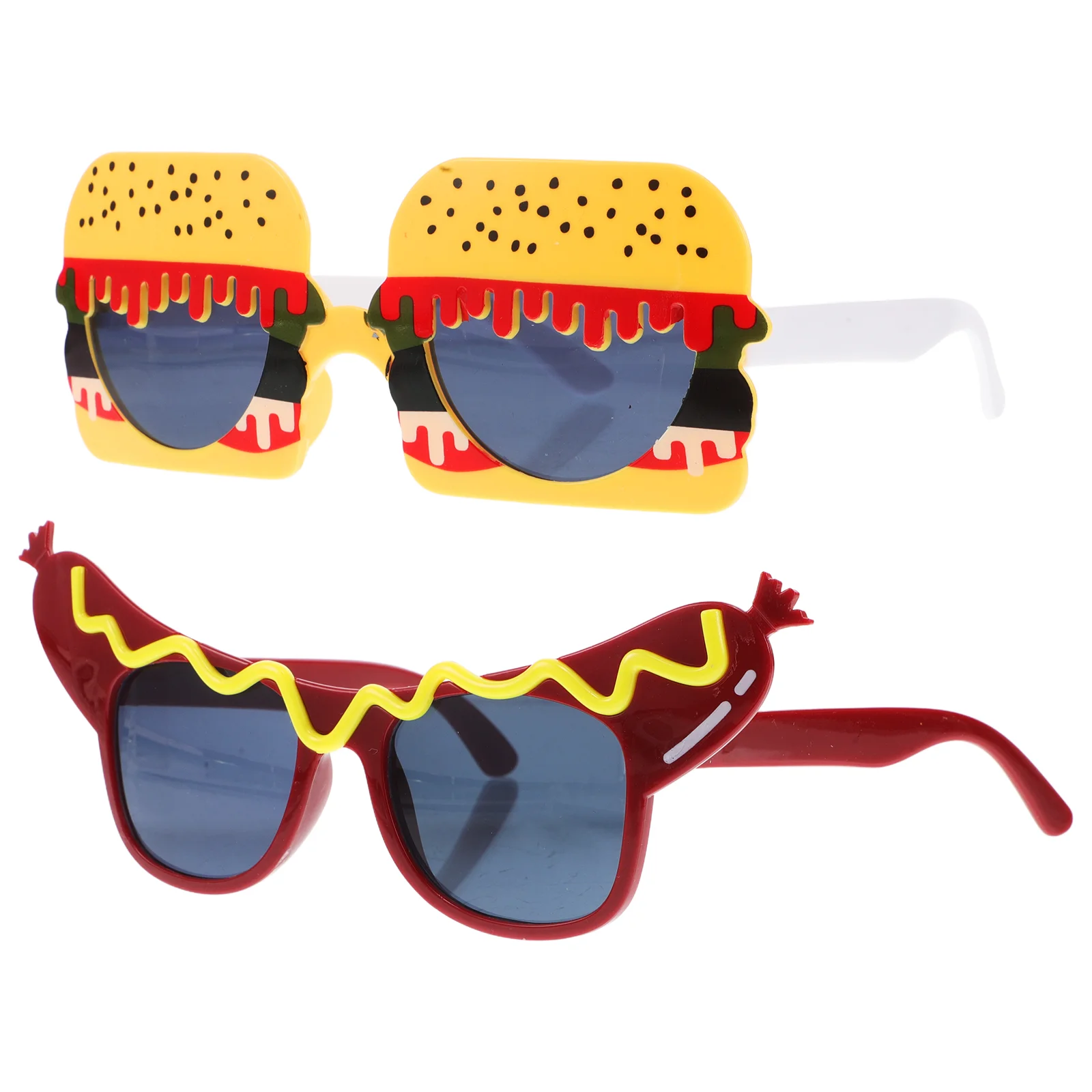 

2 Pcs Halloween Glasses Burger Dress up Adults Party Music Costume for Women Fun Funny Photo Booth Props Eyeglasses