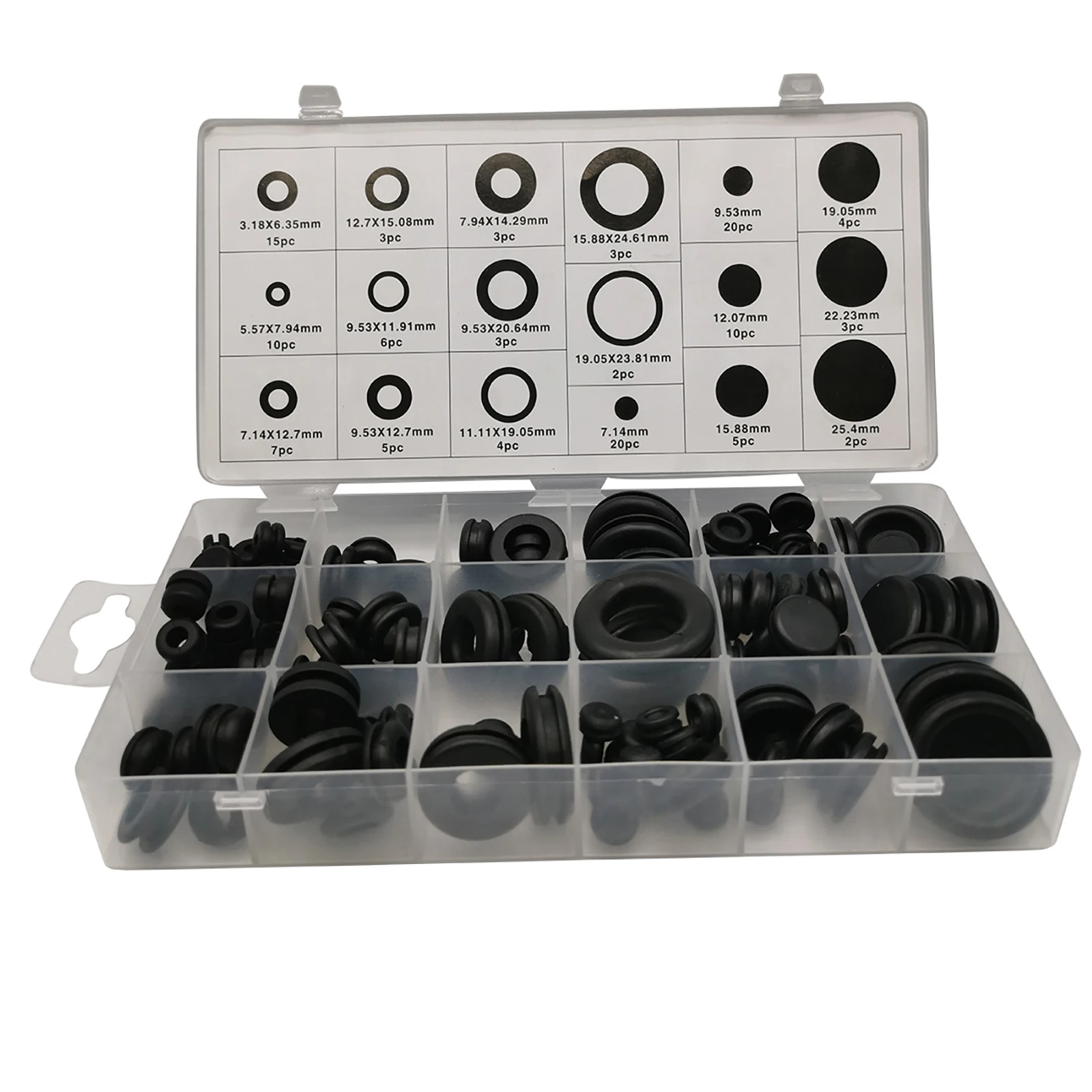 125Pcs/Set Rubber Grommet 18 Sizes Firewall Holes Plugs Electrical Wire Washers Assortment Kit For Cable Pass Appliance Plumbing