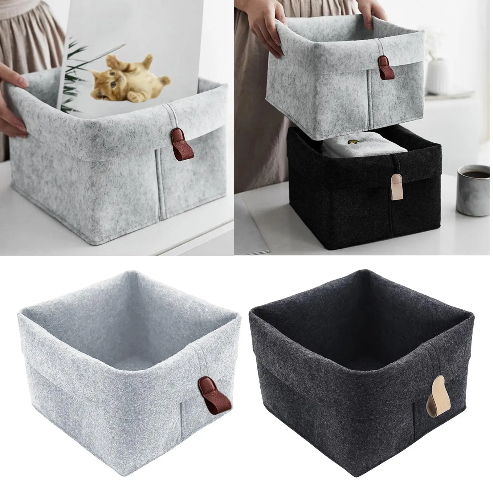 Felt Storage Basket Toy Skin Care Products Snacks Blanket Rectangular Organizer