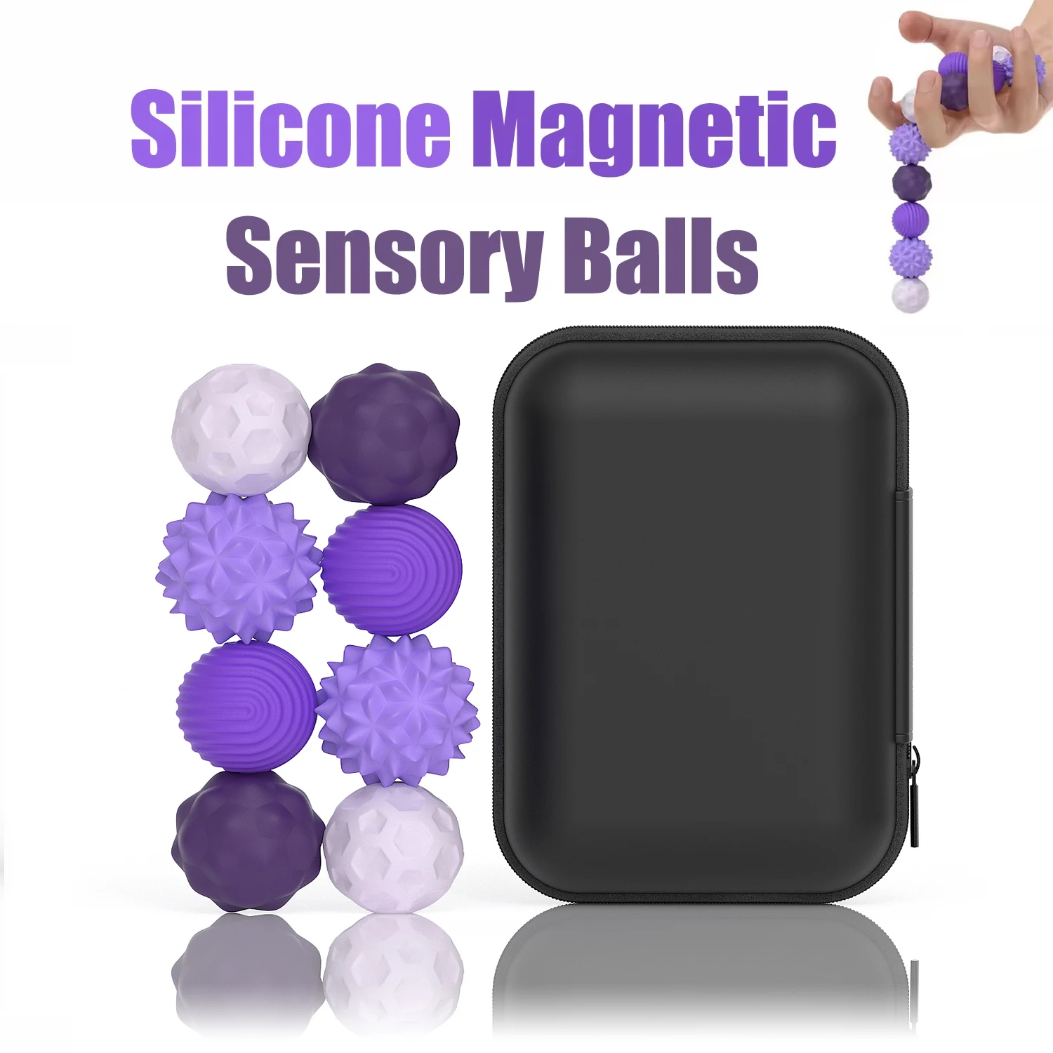 

Magnetic Sensory Balls Silicone Pocket-friendly Fun Autism Calming Fidgeting Toys for Adults Kids To Relieve Stress Massage Ball