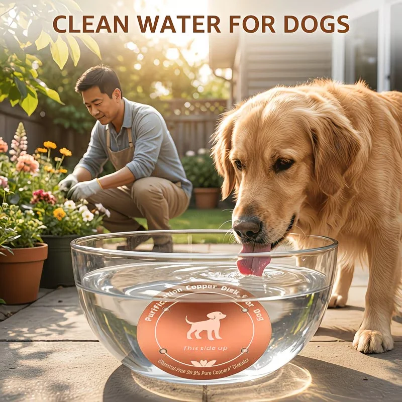 99.9% Pure Copper Pet Water Filter Cartridge, Reusable Water Purifier for Dog Cat Chicken Cattle, Chemical Free Easy Use