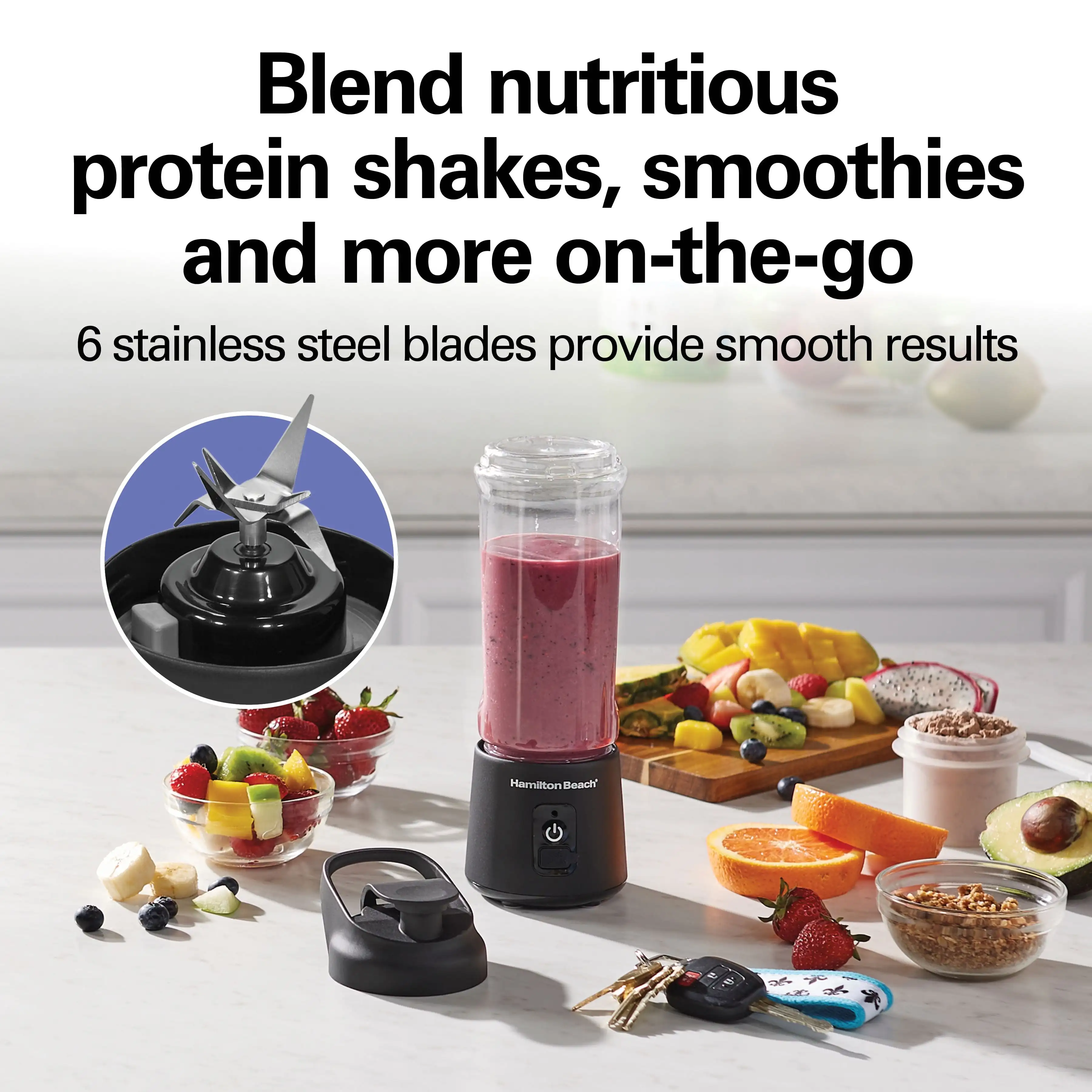 Blend Now Portable Cordless Blender 16 Oz. Jar with Travel Lid Black New Portable Wireless Mixer Designed with Portable Wireless