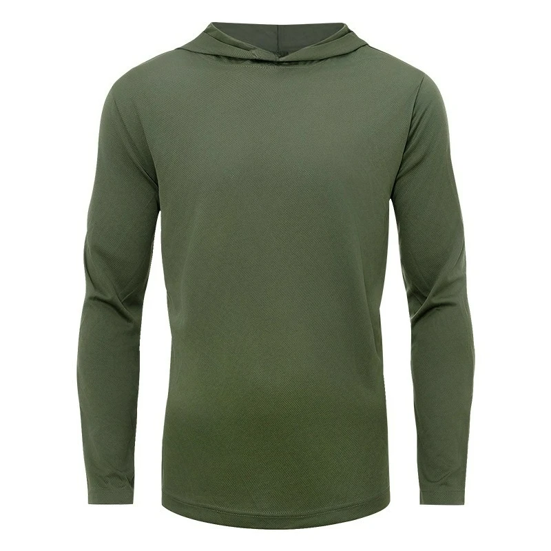 Hooded Long-sleeved T-shirt Men's Spring and Autumn Fitness Wear European American Quick-drying Sports Top Simple Fashionable