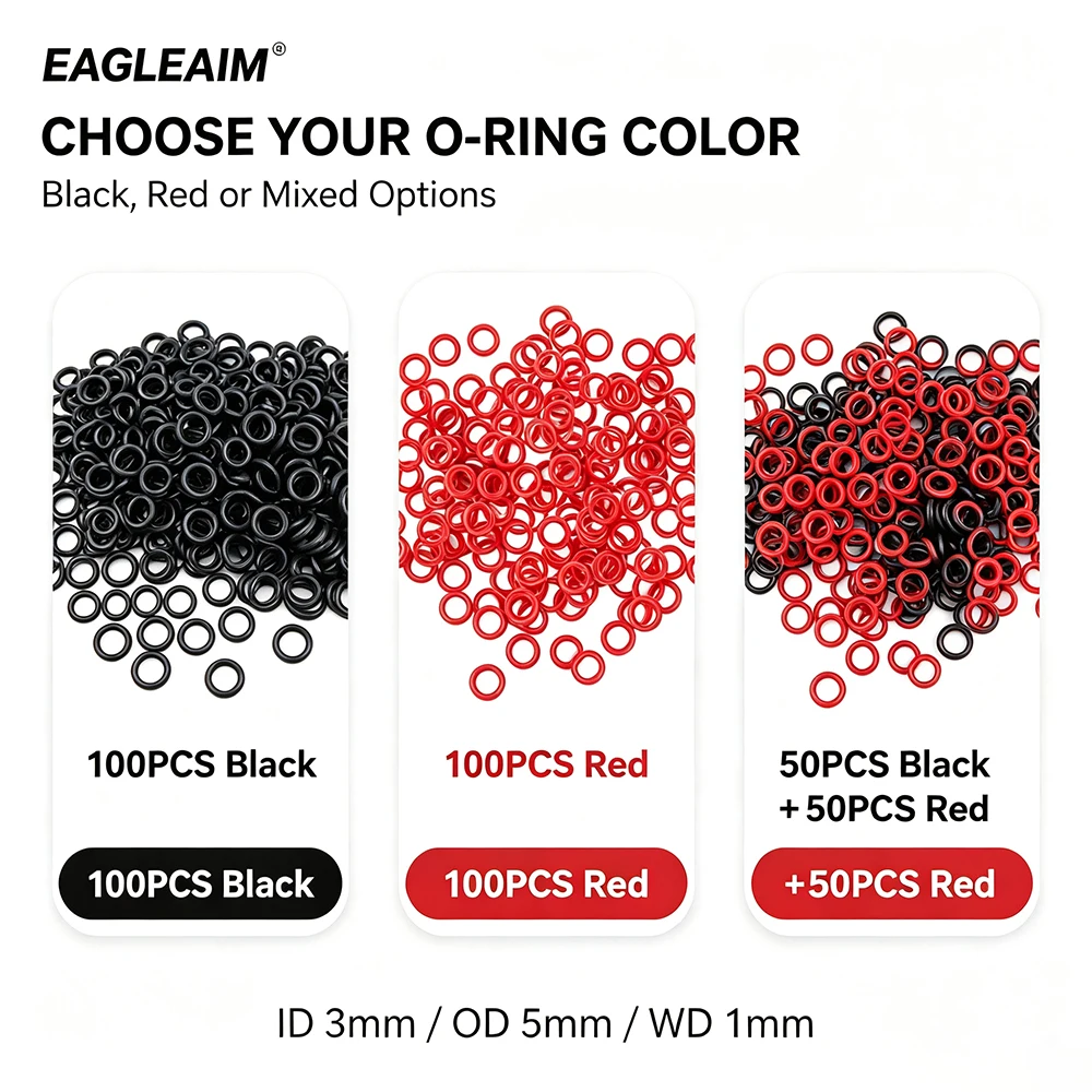 100PCS/Set Archery Arrow Tip Rubber O-Rings ID3mm/ID4mm OD5mm Shock Absorbing Washers for Broadheads Field Points