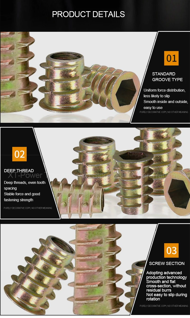10-100Pcs M4 M5 M6 M8 M10 Zinc Alloy Thread for Wood Insert Nut Flanged Hex Drive Head Furniture Nuts Selection Length 6-30mm