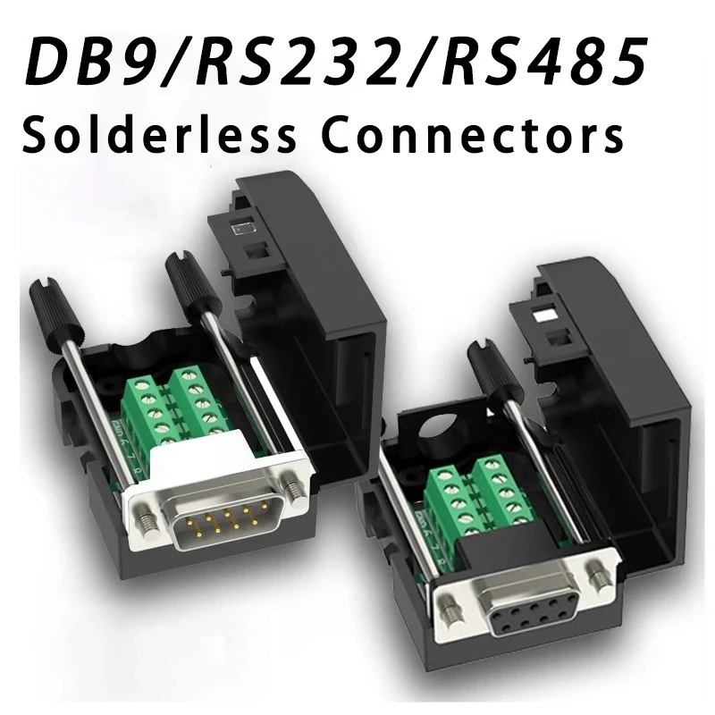 

DB9 RS232 Connector D-SUB 9 Pin Male Female Plug RS485 Breakout Terminals 21-24 AWG Wire Solderless Connectors