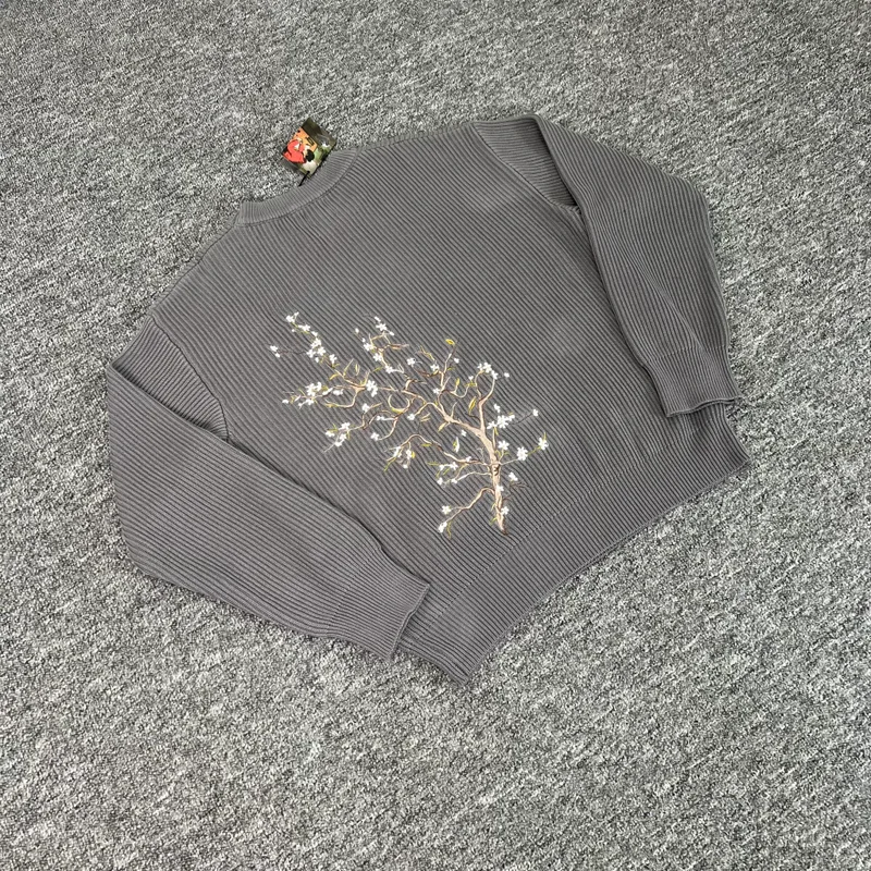 

Men's Clothing Derschutze Blossm Knitt Floral Sweater Men Women High Quality Vintage High Street 1:1 Knitt Sweaters Pullovers