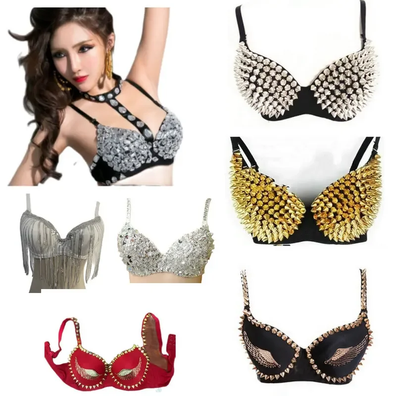 Sutiã de lantejoulas sexy com strass para boate, cueca com strass, sutiã com strass, para pole dancing, bar, ds, show de palco