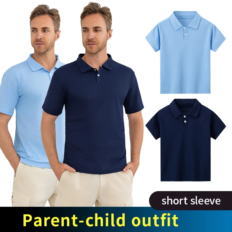 Children to adults multi-size parent-child POLO shirt men's casual gentleman short-sleeved boy Joker handsome breathable T-shirt