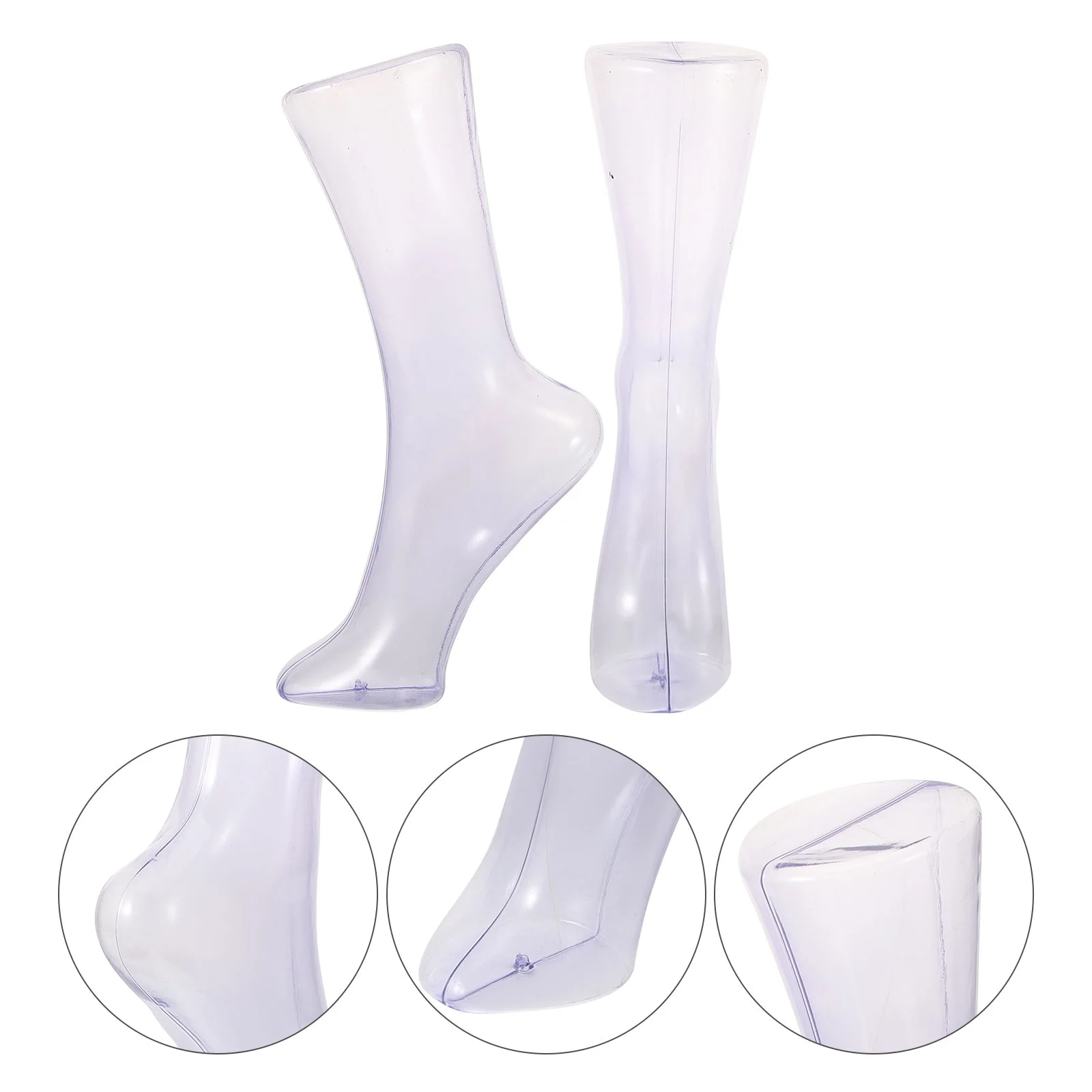 2 Pcs Plastic Transparent Foot Mold Shoe Display Anklet Sock Mannequin for Socks Men and Women