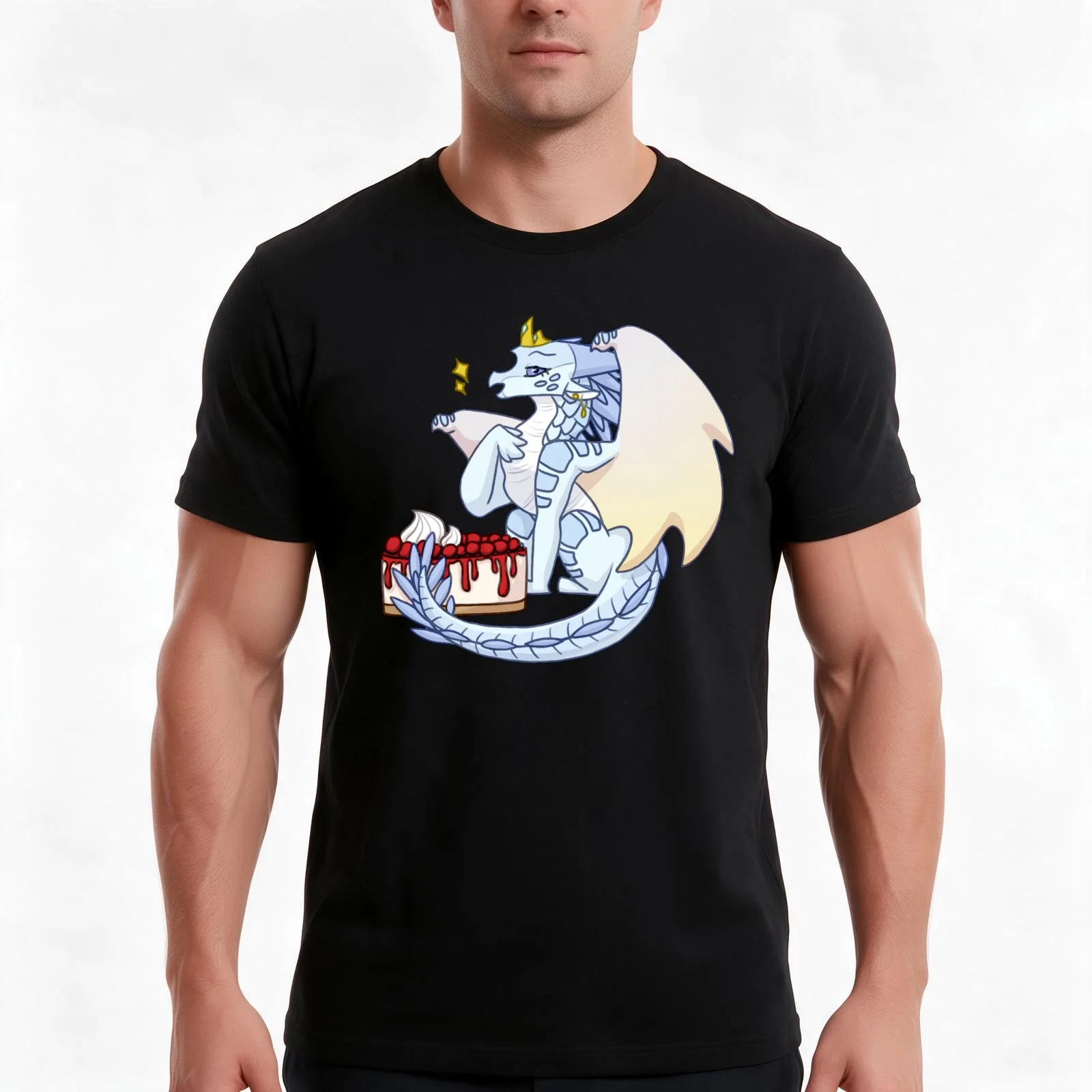 Queen Snowfall with Fancy Cheesecake T-Shirt, Summer Casual Cotton Tee, Oversized Streetwear Tops, Vintage Graphic Print