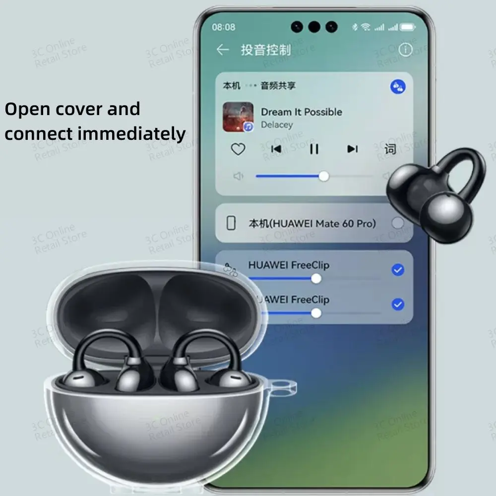 جراب واقي شفاف لسماعة أذن هواوي ، مشبك مجاني ، مضاد للخدش ، مقاوم للصدمات ، غطاء لين من البولي يورثين الحراري ، ملحق مشبك مجاني