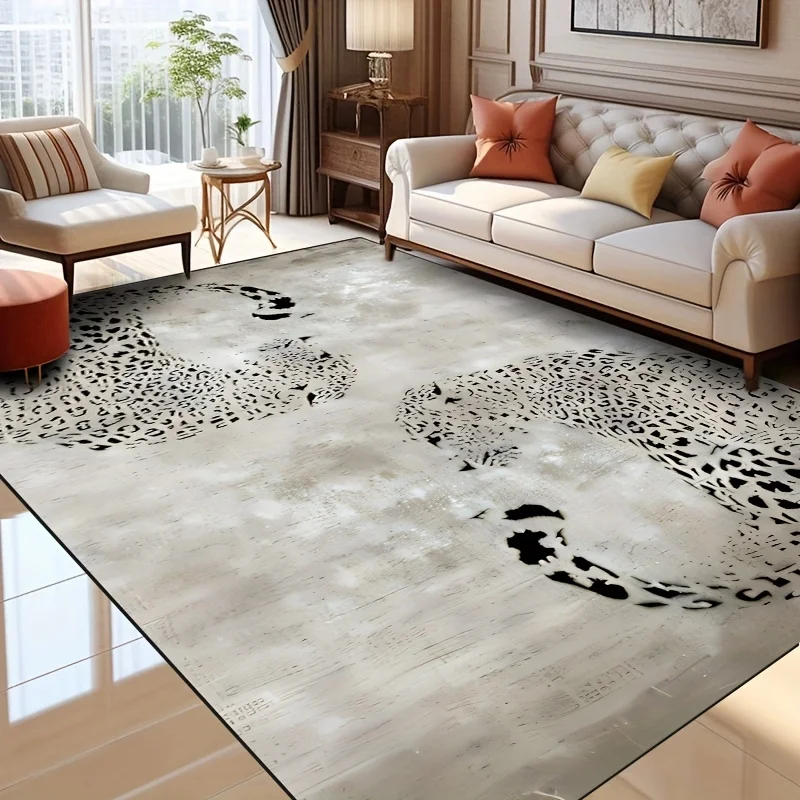 Leopard Printed Decorate Living Room Carpet Fashion Light Luxury Coffee Tables Flannel Mat Large Area Bedroom Rug Ковер Tapis 러그