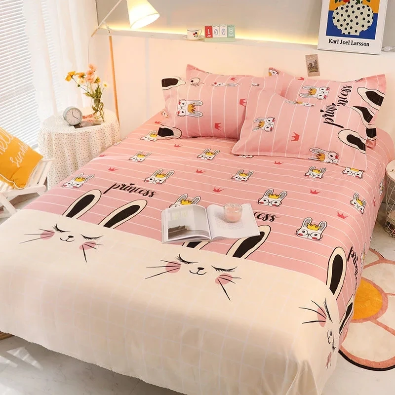 JUSTCHIC 1PCS Polyester Bed Sheets 120x210cm Children Cartoon Dog Cat Dinosaur Astronaut Print Bedsheet Bedspread Bed Linens