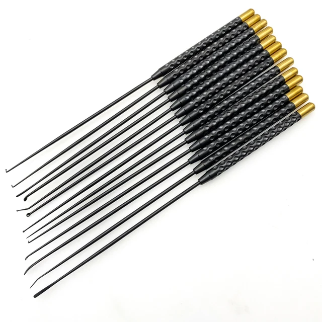 Łopatka z haczykiem do nerwów i naczyń Dissektory Micro Curette czarna 21 cm Instrument Micro Nerve