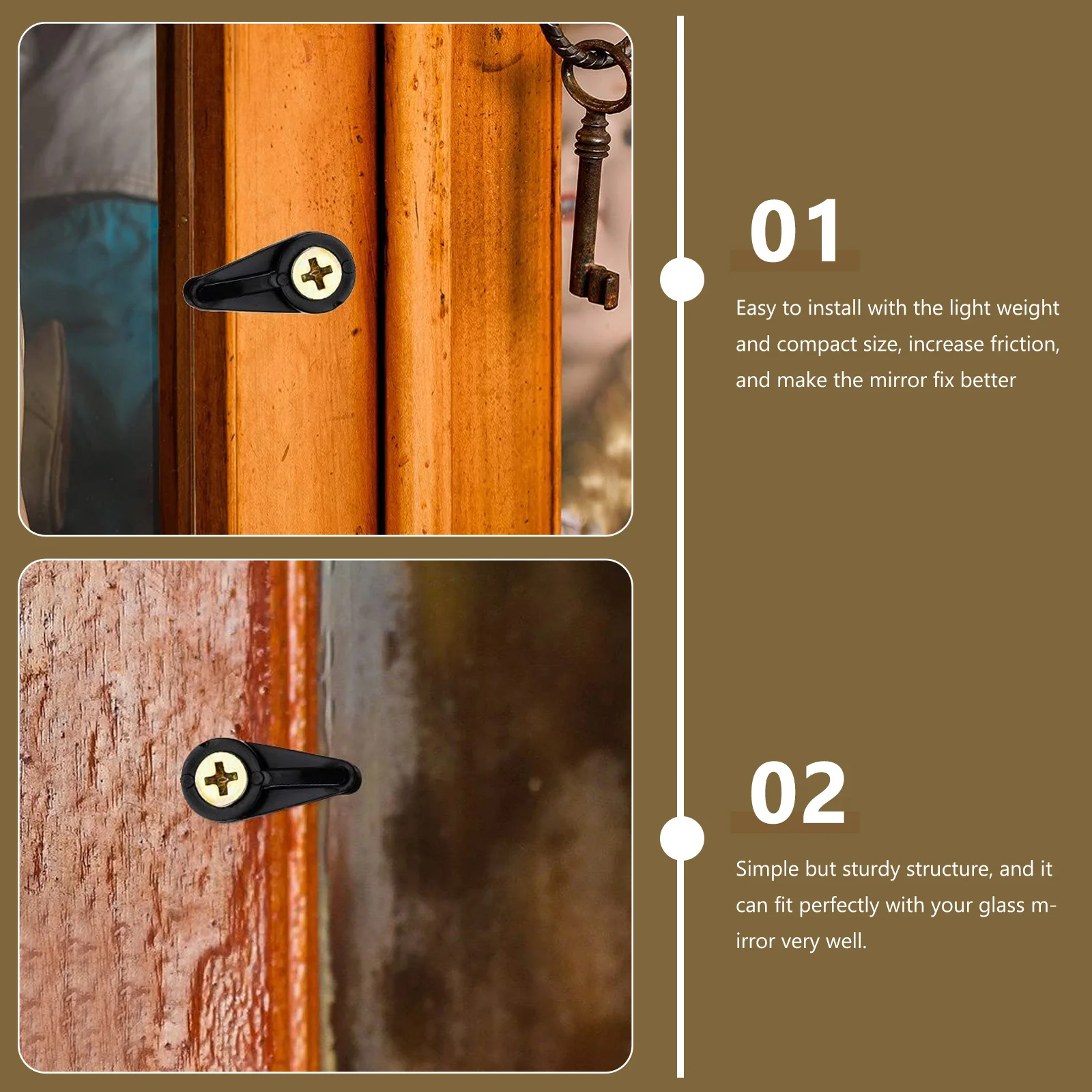 

50Pcs Durable Plastic Mirror Clips Glass Retainer Clips Easy Install for Bathroom Cabinet Door No Drilling Required