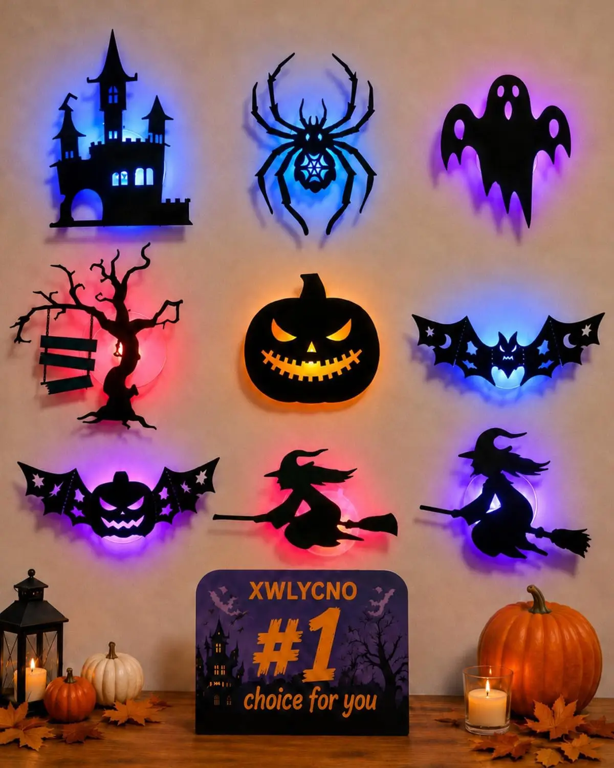 LED Light Up Halloween Hanging Ghost Spider Web Bat Ornaments Halloween Party Horror Props Indoor Outdoor Home Decoration Gifts