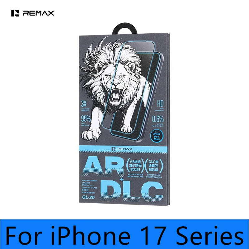 

REMAX Ceramic Crystal DLC AR Anti-Reflection HD Clear Tempered Glass For iPhone 17 17Pro 17ProMax 17Air 3D Screen Protector