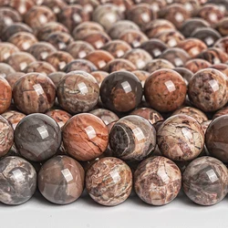 Natural Jasper Jewelery Beads Red-brown Gemstone Round Loose Spacer Beads Jewelry For Making DIY Bracelet Necklace Accessories