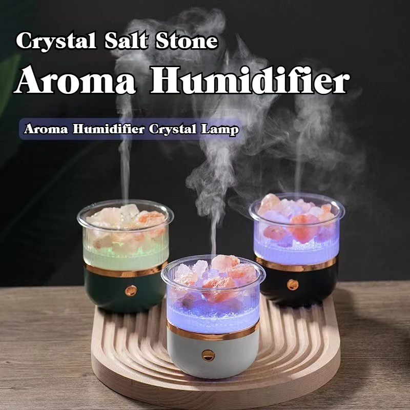 Salt Stone Aroma Diffuser with Multi-Color LED Light Essential Oil Humidifier for Home and Car Air Freshening