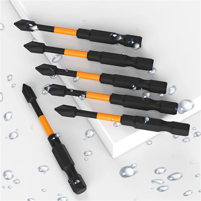 4/5/6PCS Orange S2 Impact Strong Magnetic Anti Slip 25-150mm Electric Hand Drill Cross Screwdriver Bit Electric Tool Accessory