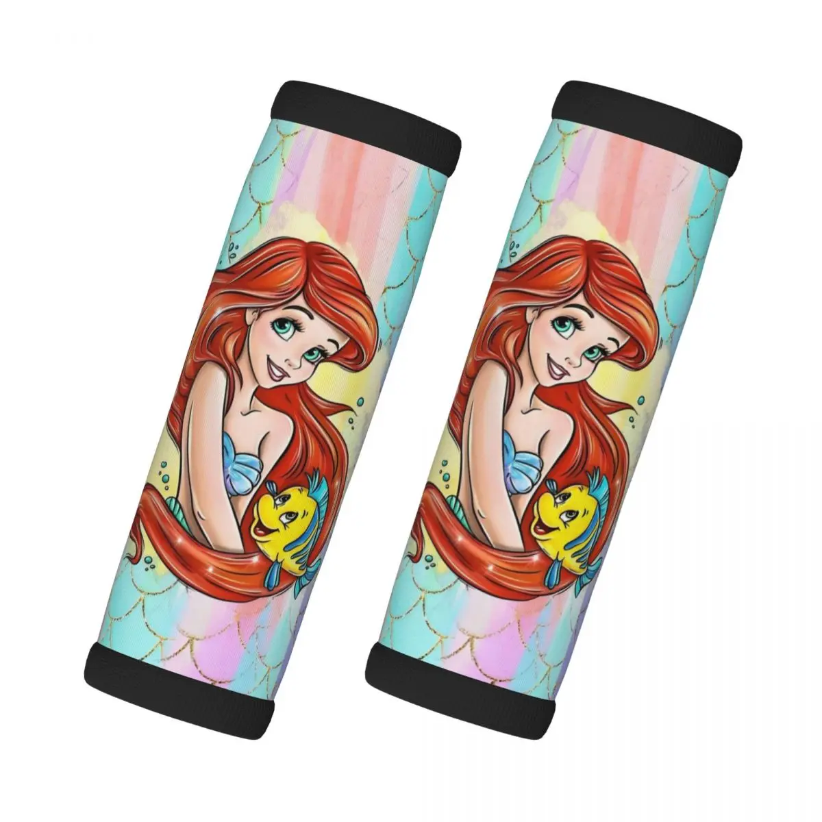 

Custom The Little Mermaid 2 Pcs Luggage Handle Wrap For Door Handle Princess Ariel Suitcases Travel Accessories