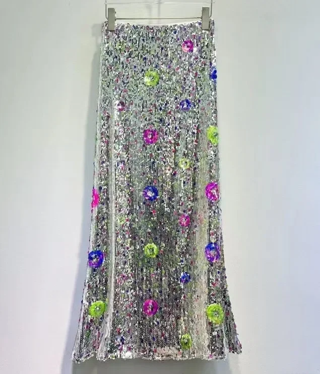 

Latest luxury white gauze French lace sequins lace fabric, Africa Nigeria multicolor glitter tulle lace fabric quality