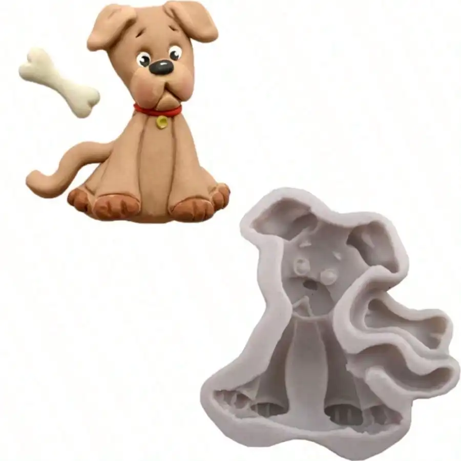 1pc Dog Silicone Fondant Mold Cake Decor Mould Chocolate Gumpaste Mould - Detail 1