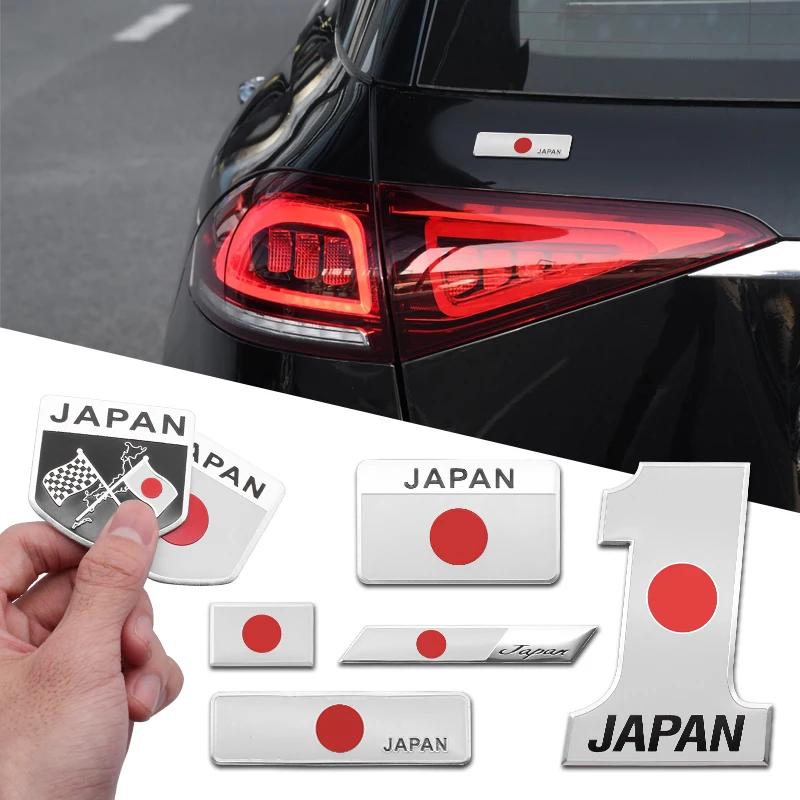 1PCS 3D Aluminum Japan Japanese Flag Emblem Badge Car Sticker Tail Decal For Toyota Honda Suzuki Nissan Lexus Auto Accessories