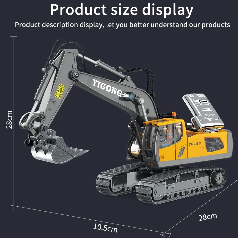 2.4G Remote Control Excavator Dump Truck RC Model Car Toy Professional Alloy Plastic Simulation Construction Vehicle for Kids image 3
