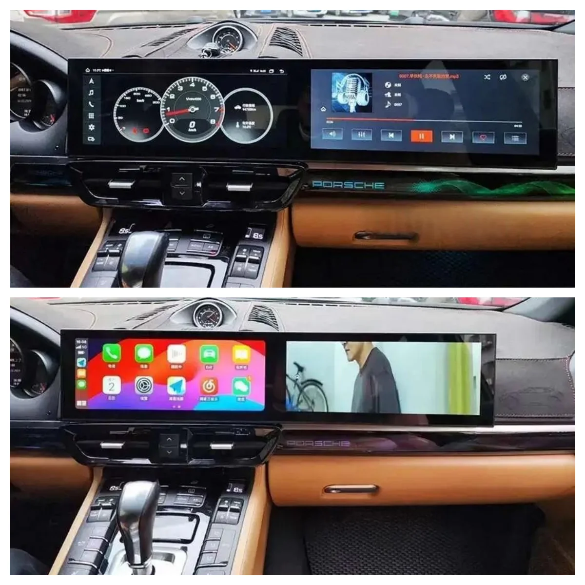 Ein Dual-Screen für Porsche Cayenne 958 92A 2010-2017 Auto Android Auto Carplay Radio Stereo Multimedia Navigation GPS Videoplayer.