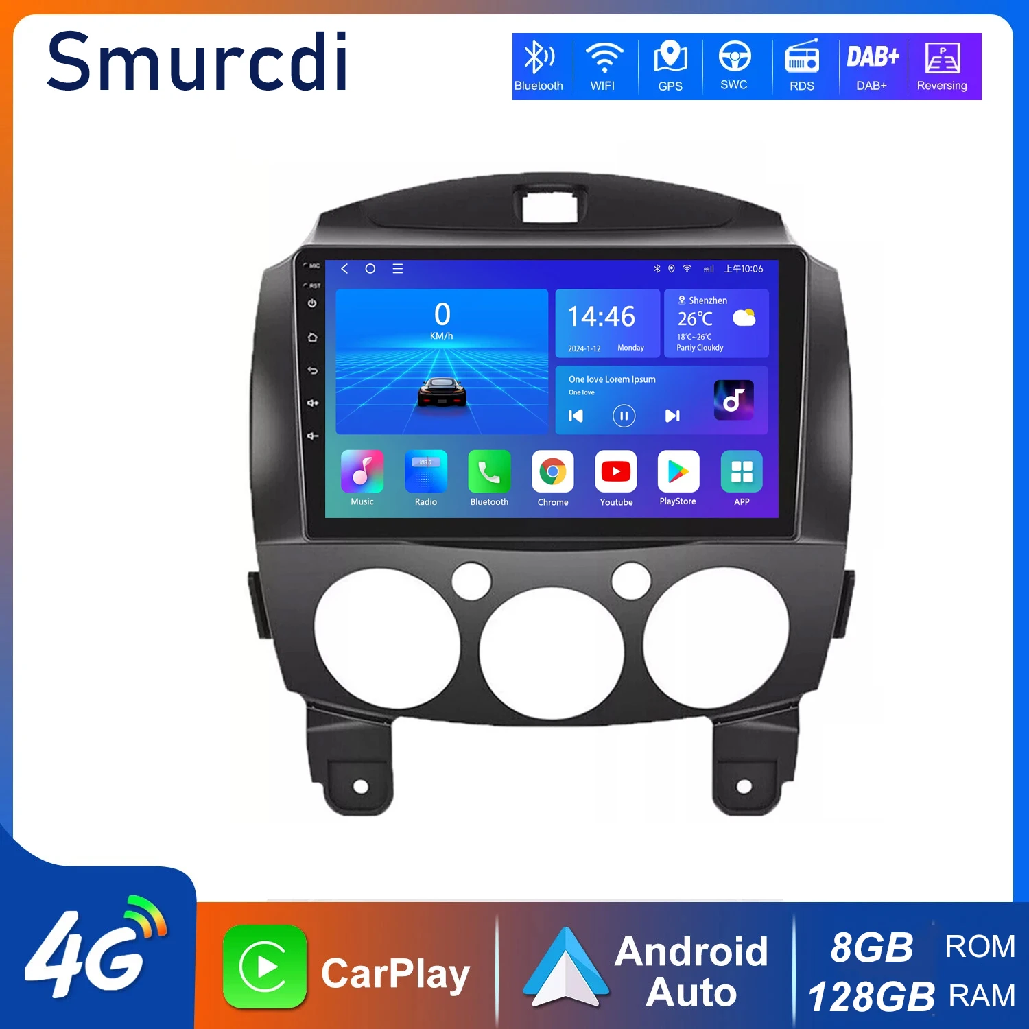 

9"Inch Android 15 Car Radio Multimedia Player For MAZDA 2 Mazda2 2007 2008 2009 2010 2011 - 2014 GPS Navi 2din 2 din Autoradio