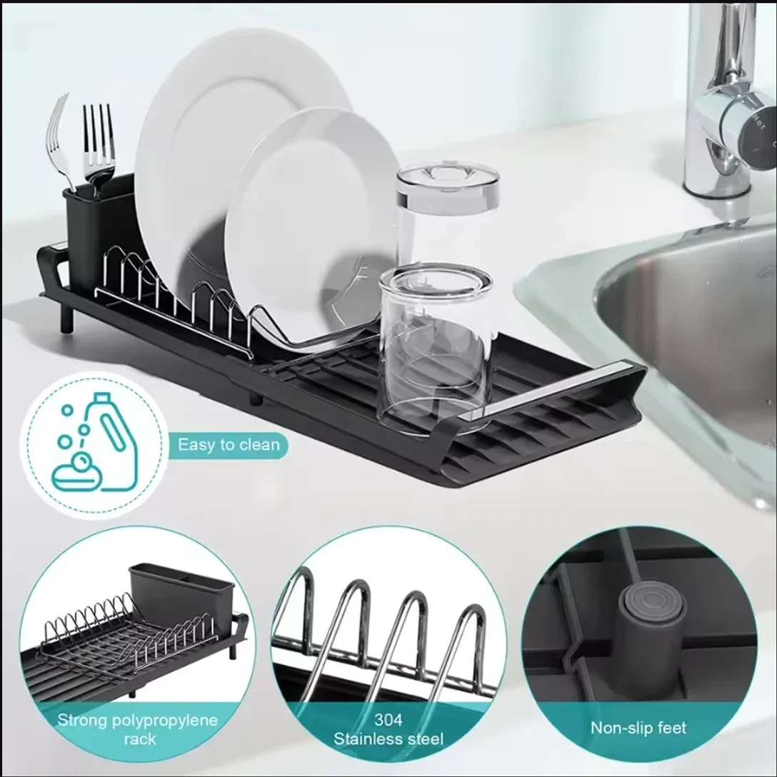 

1pcs Expandable Small Dish Kitchen Organizer Shelf for Drying Counter Dish Drainer Removable Cutlery Holder Kitchen Accessories