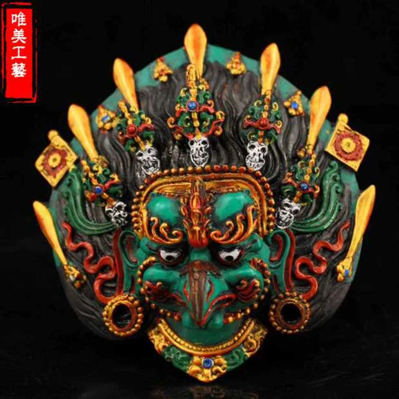 Nepal collected handmade colored drawing gold eagle hand Lacquerware hung statue,for guard  house, exorcise evil spirit