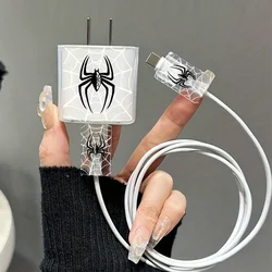 Dustproof Cable Cute Spider Pattern Holding-on Cord USB Cable Charging Head Winder Case Protector for Apple iPhone 18/20W