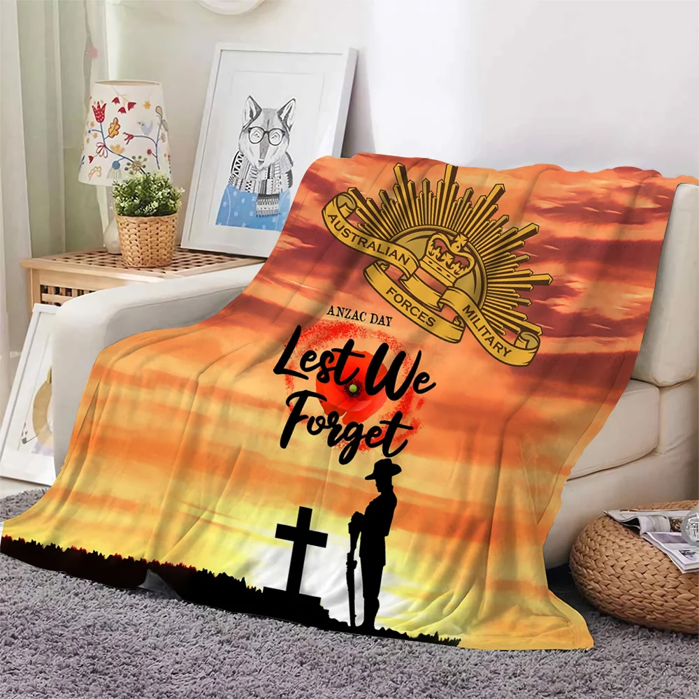 

CLOOCL Anzac Day Flannel Blankets Lest We Forget Printed Blanket for Bed Home Decorate Sofa Travel Office Plush Cartoon Blankets