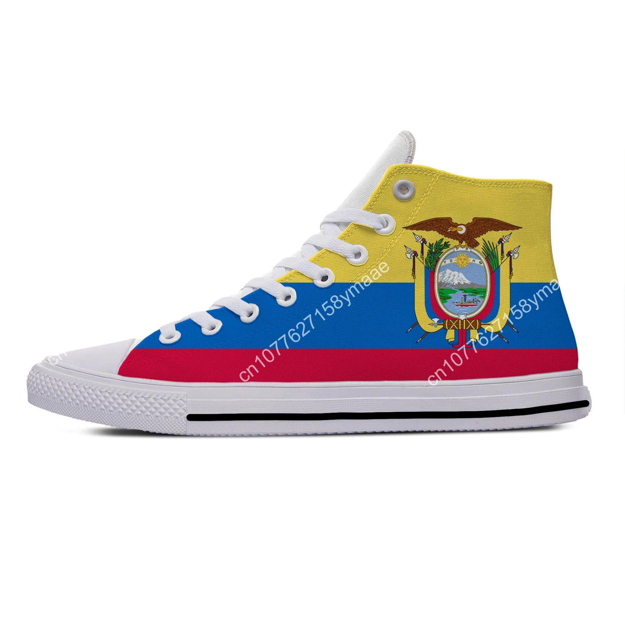 Hot Cool Ecuador Flag Cool Fashion Popular Patriotic Casual Shoes High Top Breathable Board Shoes Men Women Lightweight Sneakers