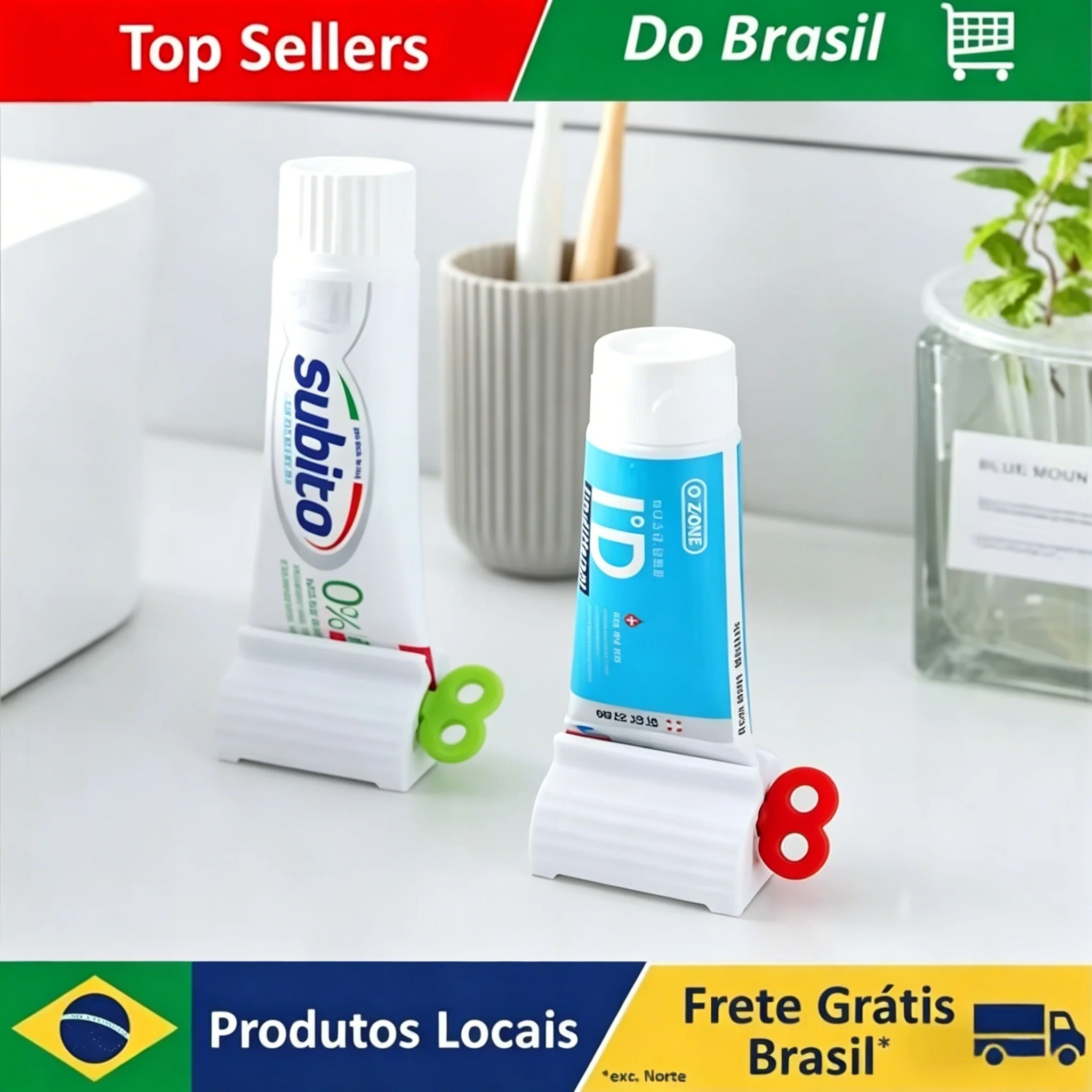 Espremedor de Pasta de Dente Manual Multifuncional com Clipe para Tubos de Pasta de Dente e Limpador Facial - Embalagem Individual Brasil