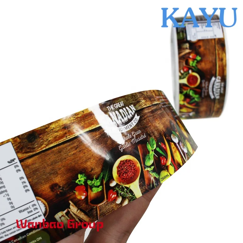 Custom  Custom Waterproof Vinyl Self Adhesive Canned Food Sticker Label Printing