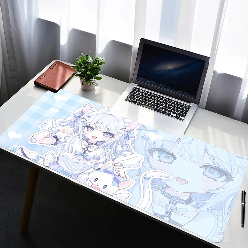 Mouse Pad Laptop Non Slip Extended Desktop Mouse Mat PC Rubber Cat Ears Anime Girl HD Keyboard Pad Gaming Accessories Mousepad