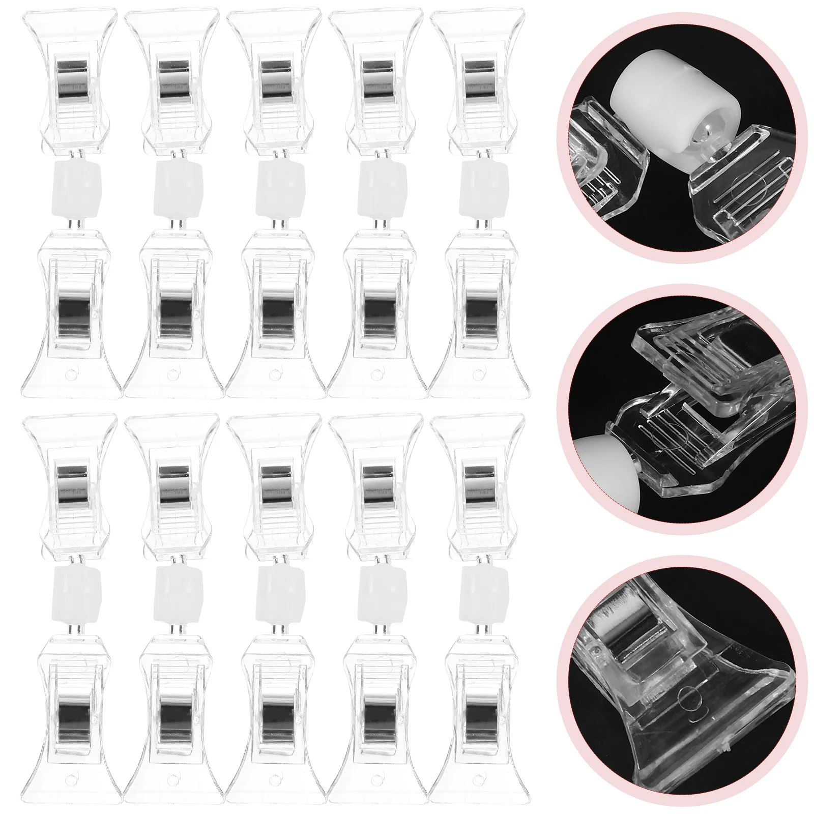 

10 Pcs Advertising Double-headed Clip Rotatable Price Tag Clips Sign Holder Food Labels Clothing Clear Stand Plastic Sided