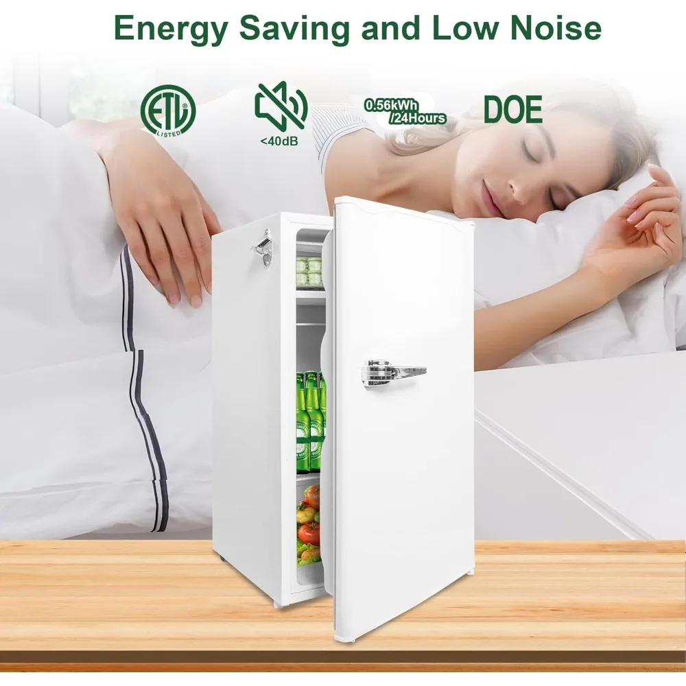 Мини-холодильник с морозильной камерой 3,2 куб. фута — компактный холодильник с 5-уровневым регулируемым термостатом — небольшой холодильник с одной дверью для