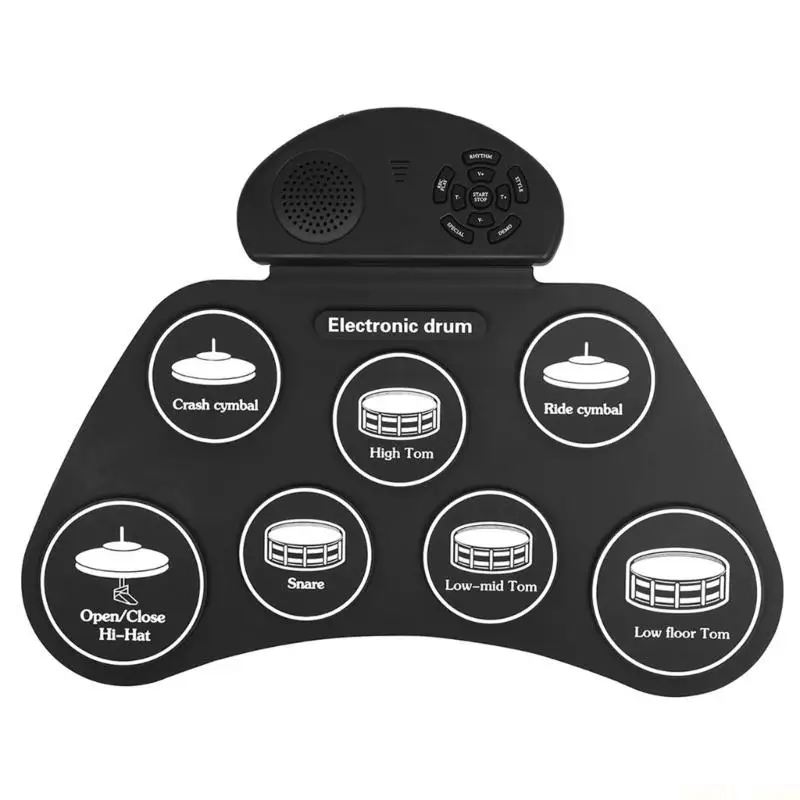 U2JB Multipurpose Electronic Drum Practice Set with Cable Power for Student Home Use