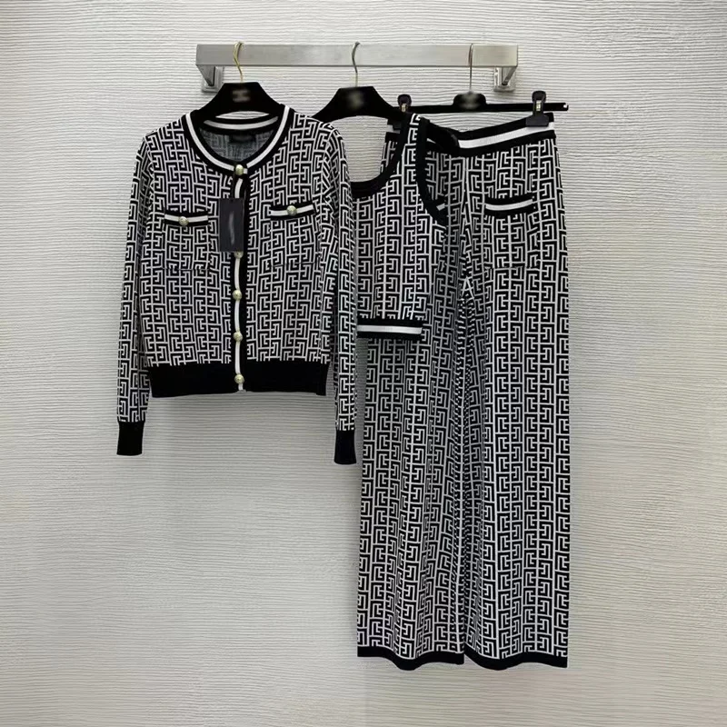 Women Knitted Loose 3 Piece Sets Autumn Winter Long Sleeve O-Neck Cardigan Sweater + Vest + Wide Leg Pants Set Casual Sweatshirt