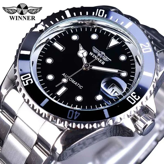 Fashion Winner Luxury Brand Mechanical Business Automatic Watch For Men Rotatable Bezel Luminous Dial Full Stainess Steel Watch