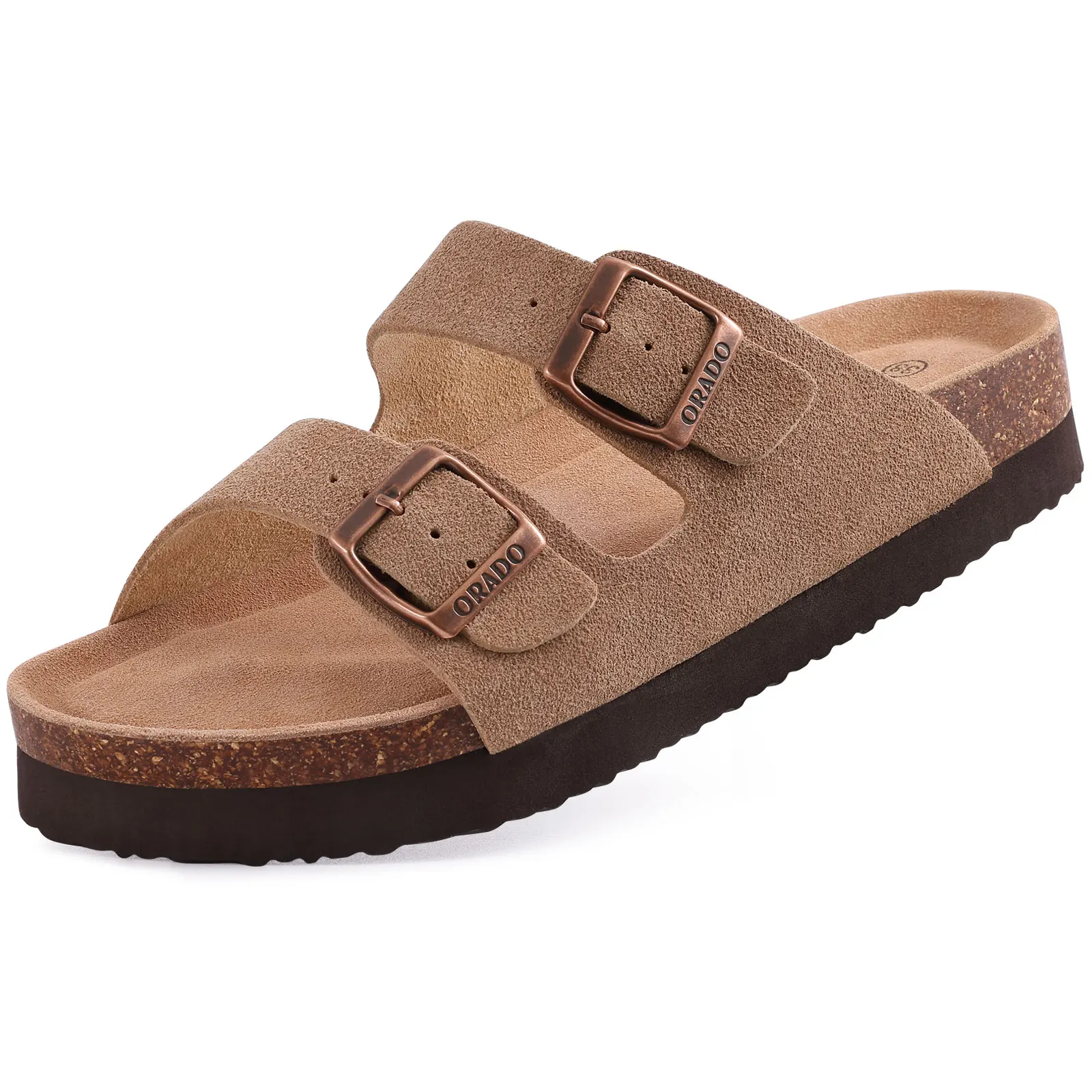 Smile Pop Classic Arizoan Men Suede Slippers Men Clogs Sandals Cow Suede Outdoor Antiskid Slippers with Adjustable Buckle Straps