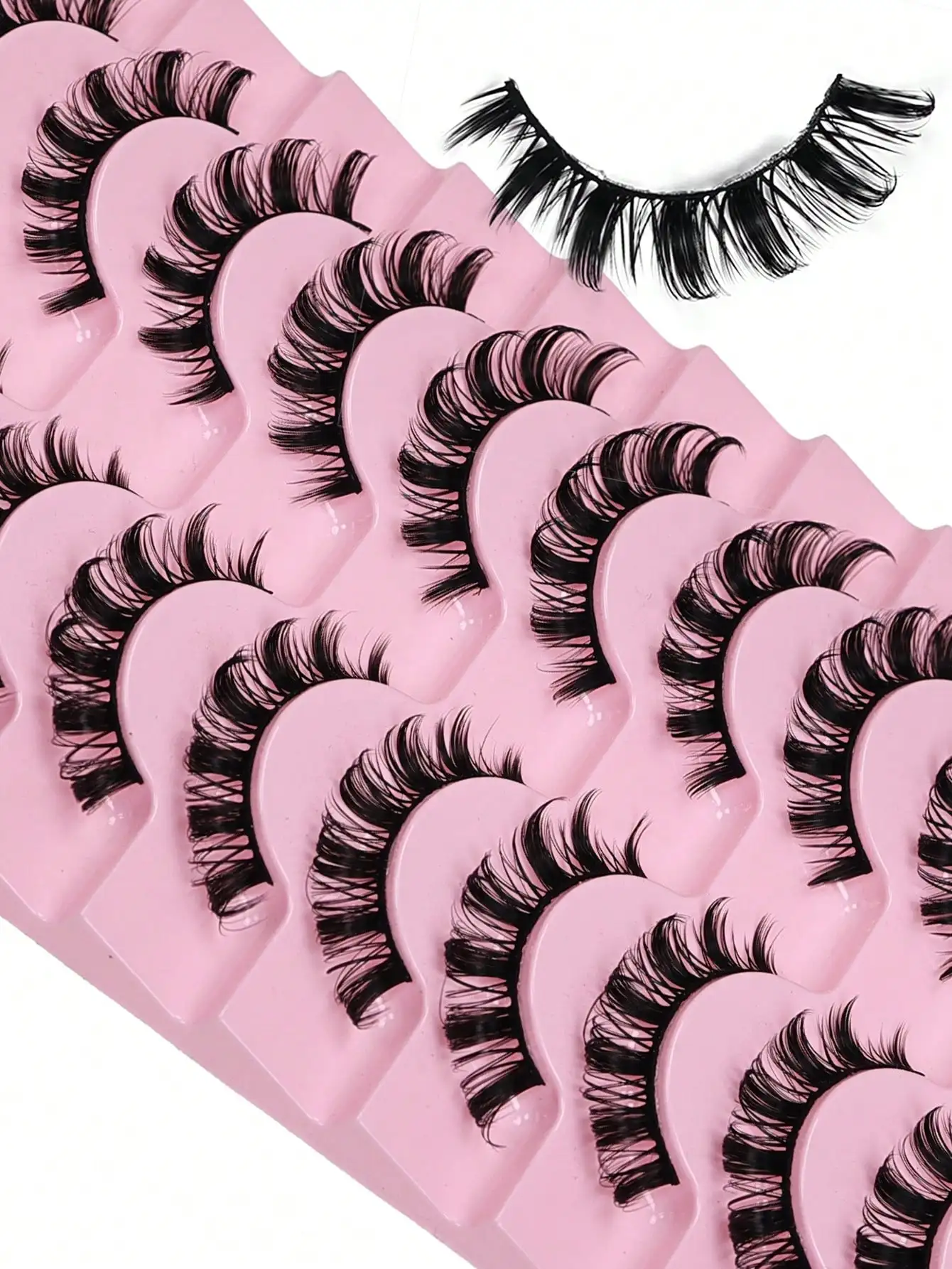 10 Paar russische Wimpernband-Strips, DD-Curl, flauschige Kunstwimpern aus Nerzimitat, weich und natürlich – Detail 3