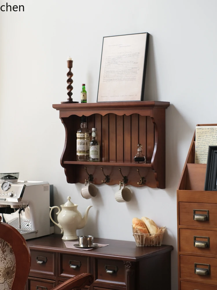 

YXY Solid Wood Hanging Cabinet Vintage Dining Side Living Room Multi-functional Wall Hanging Decorative Storage Cabinet