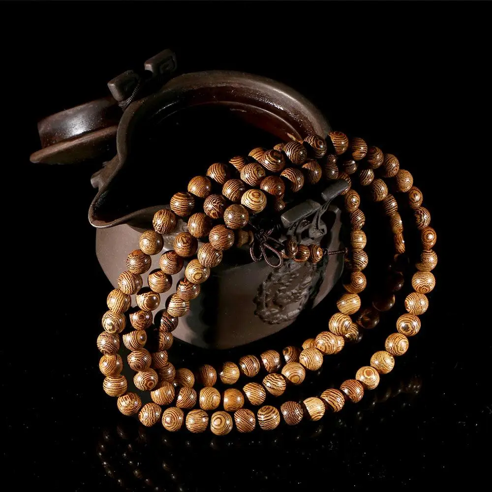 Hot Sale Special Wooden Tibetan Buddhist Bangle Jewelry Wenge Buddha Mala Bracelet Rosary Prayer Beads